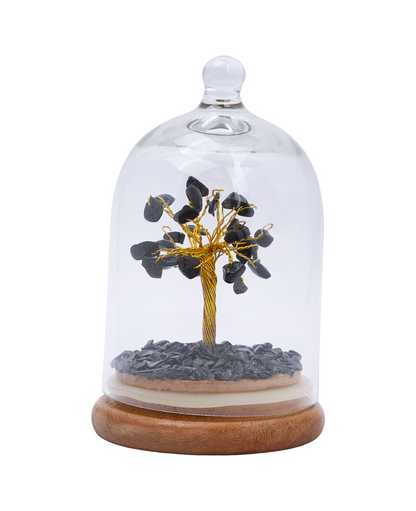 Handmade crystal tree with natural gemstones for energy balance, positivity, and home decoration