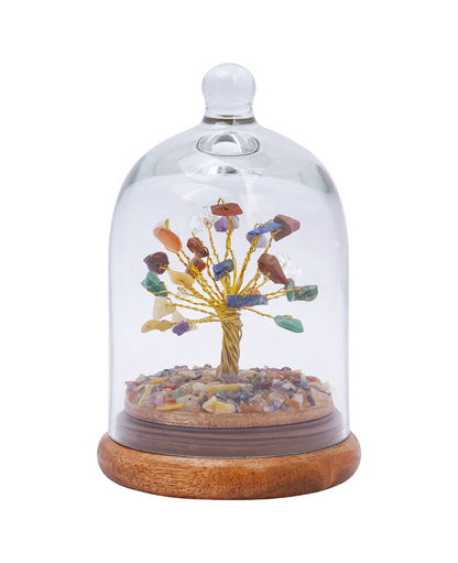 Handmade crystal tree with natural gemstones for energy balance, positivity, and home decoration
