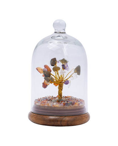 Handmade crystal tree with natural gemstones for energy balance, positivity, and home decoration