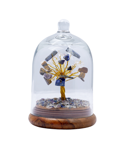 Handmade crystal tree with natural gemstones for energy balance, positivity, and home decoration