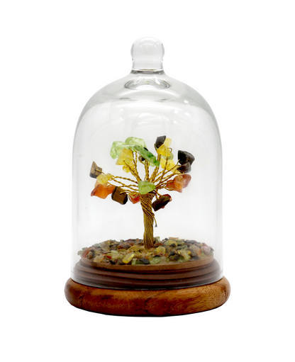 Handmade crystal tree with natural gemstones for energy balance, positivity, and home decoration