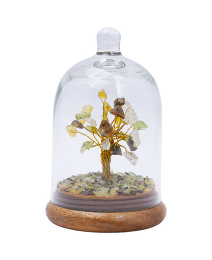 Handmade crystal tree with natural gemstones for energy balance, positivity, and home decoration