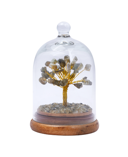 Handmade crystal tree with natural gemstones for energy balance, positivity, and home decoration
