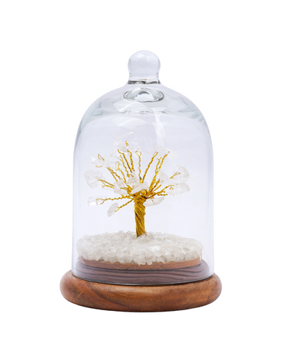 Handmade crystal tree with natural gemstones for energy balance, positivity, and home decoration