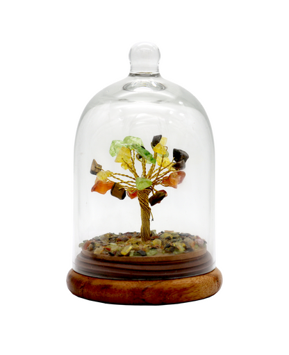 Handmade crystal tree with natural gemstones for energy balance, positivity, and home decoration