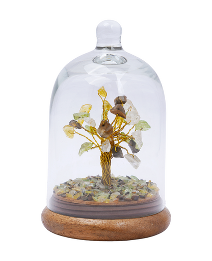 Handmade crystal tree with natural gemstones for energy balance, positivity, and home decoration