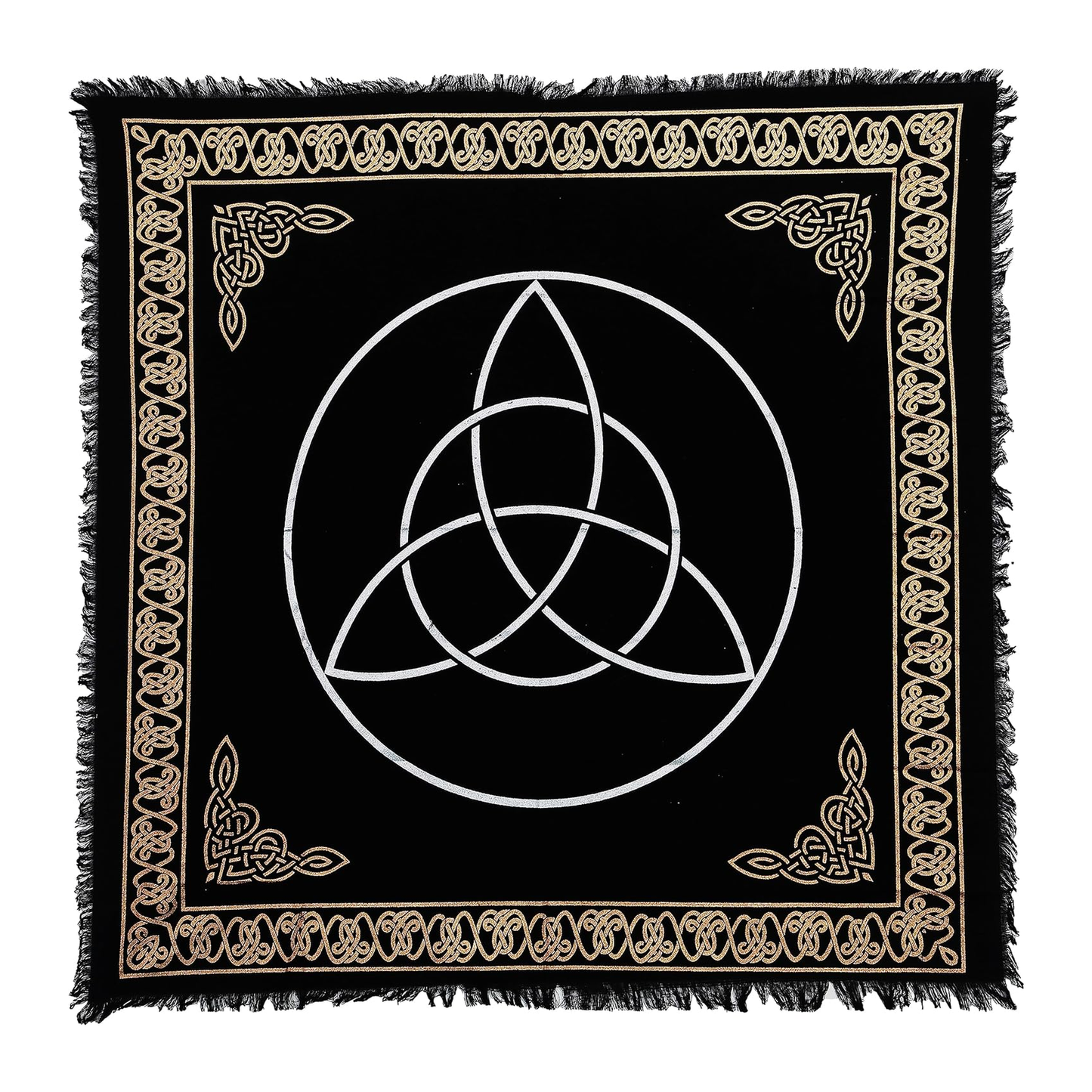 Star & Pentagram Altar Cloth - Gold & Silver on a white background