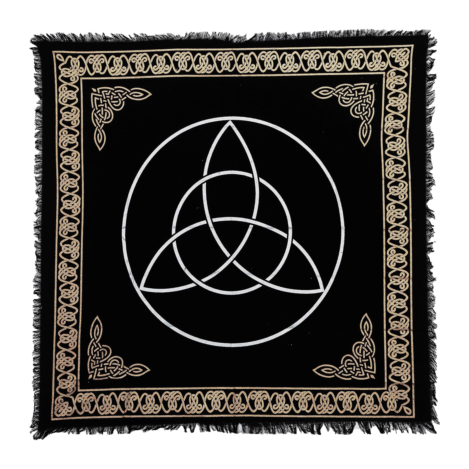 Star & Pentagram Altar Cloth - Gold & Silver on a white background