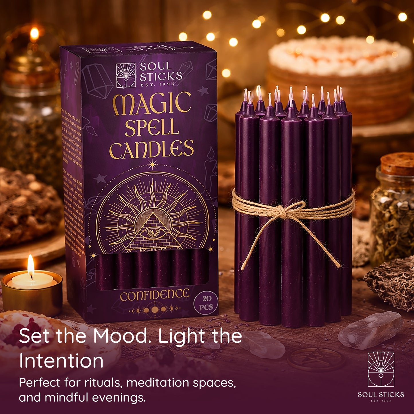 SOUL STICKS 4" Premium Magic Spell Chime Taper Candles Bulk 20 Pack for Rituals, Ceremonies, Meditation, Altar and Spells