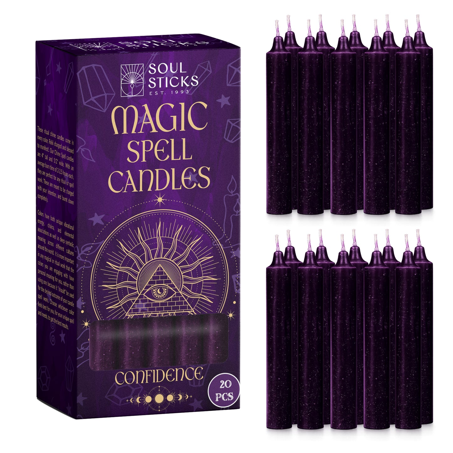 SOUL STICKS 4" Premium Magic Spell Chime Taper Candles Bulk 20 Pack for Rituals, Ceremonies, Meditation, Altar and Spells