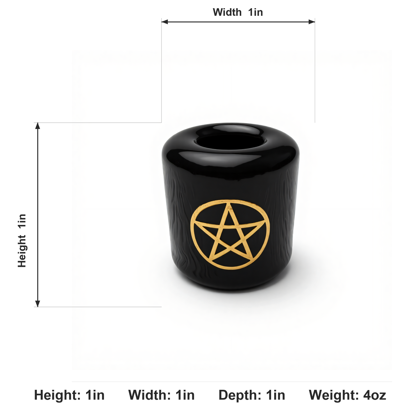 Ceramic Candle Holder Black with Gold Pentacle image 5