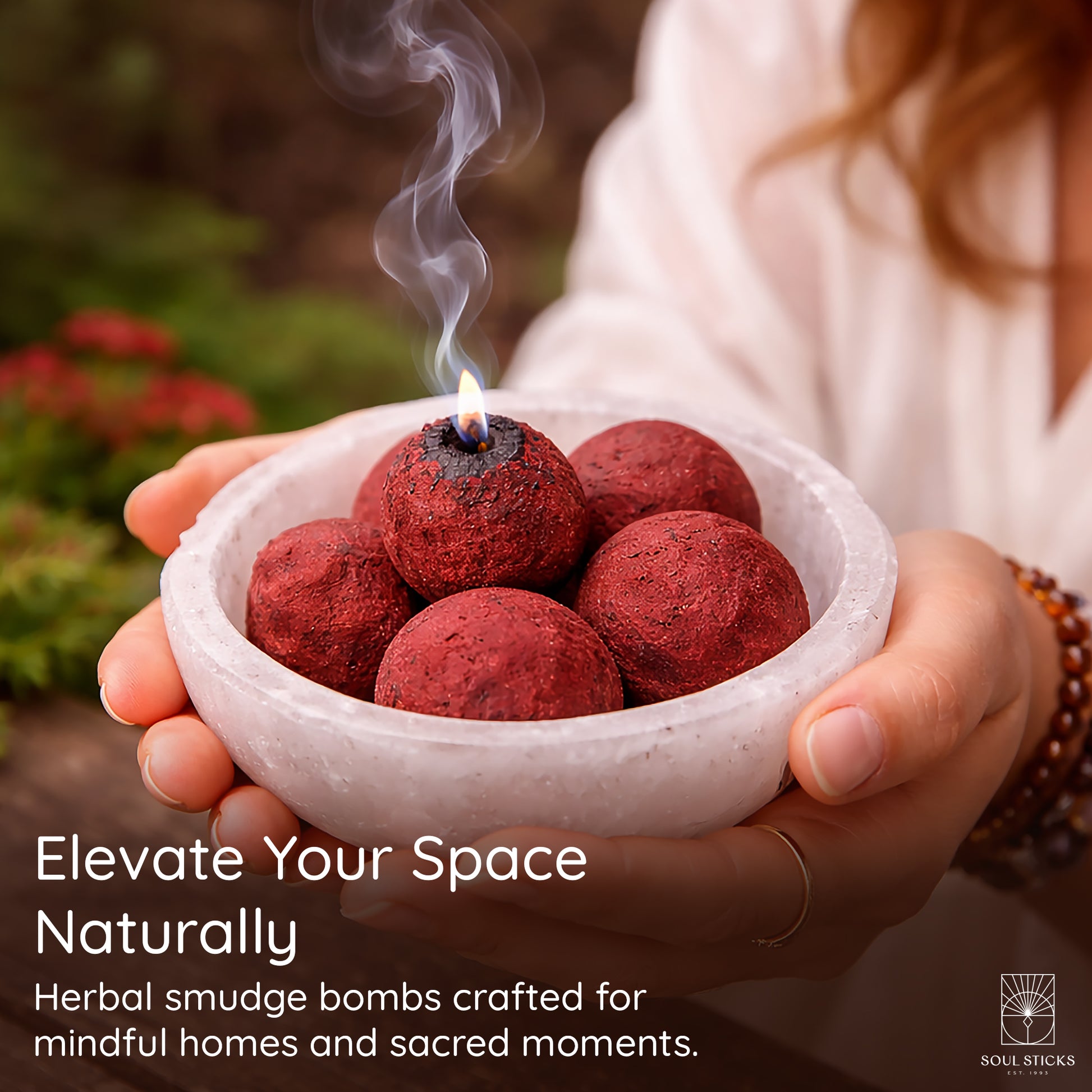 Dragon's Blood smudge bombs styled with candles and ritual decor