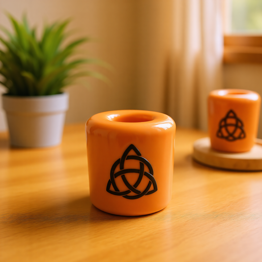 Ceramic Candle Holder Orange image 2