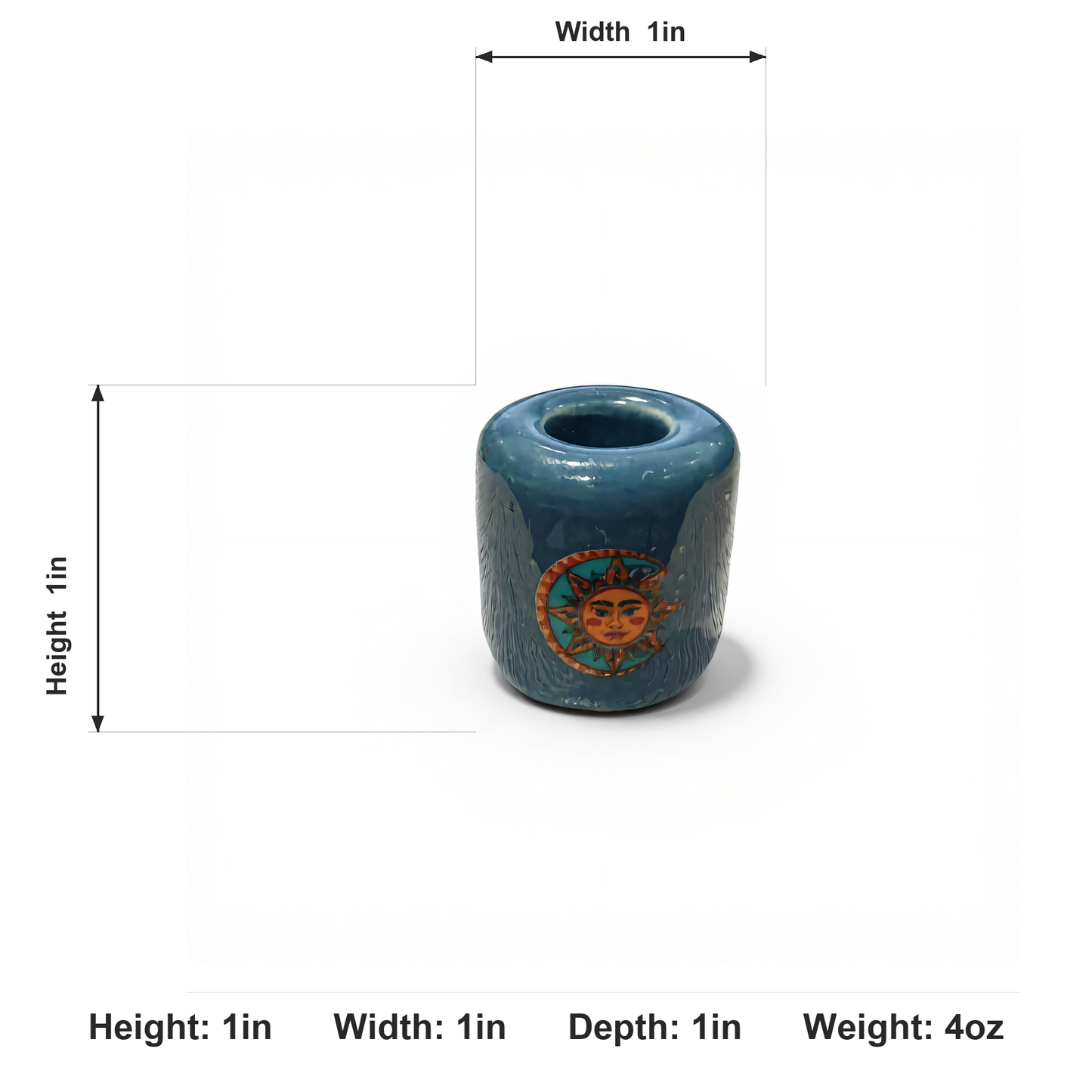 Ceramic Candle Holder Blue with Sun and Moon image 5