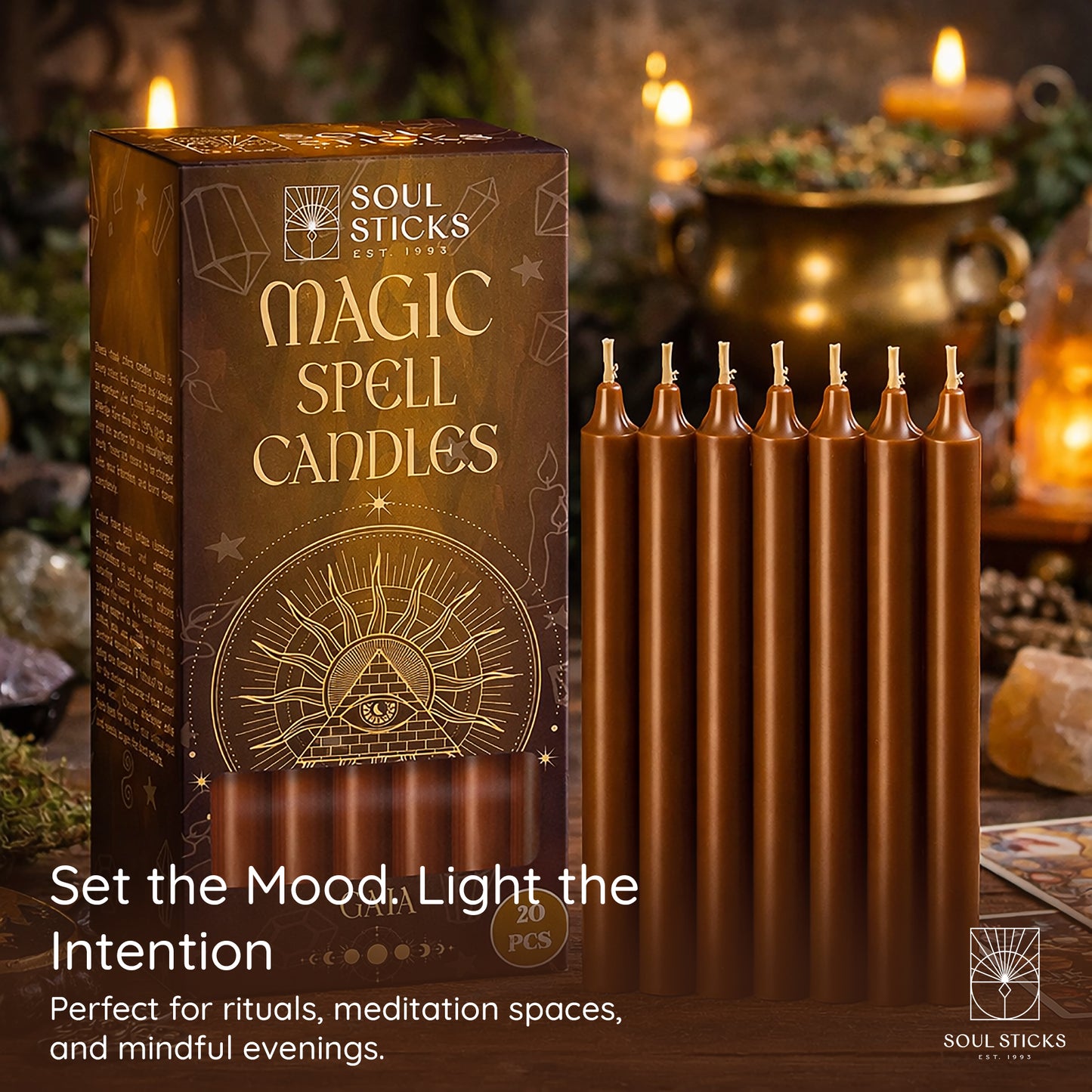 SOUL STICKS 4" Premium Magic Spell Chime Taper Candles Bulk 20 Pack for Rituals, Ceremonies, Meditation, Altar and Spells