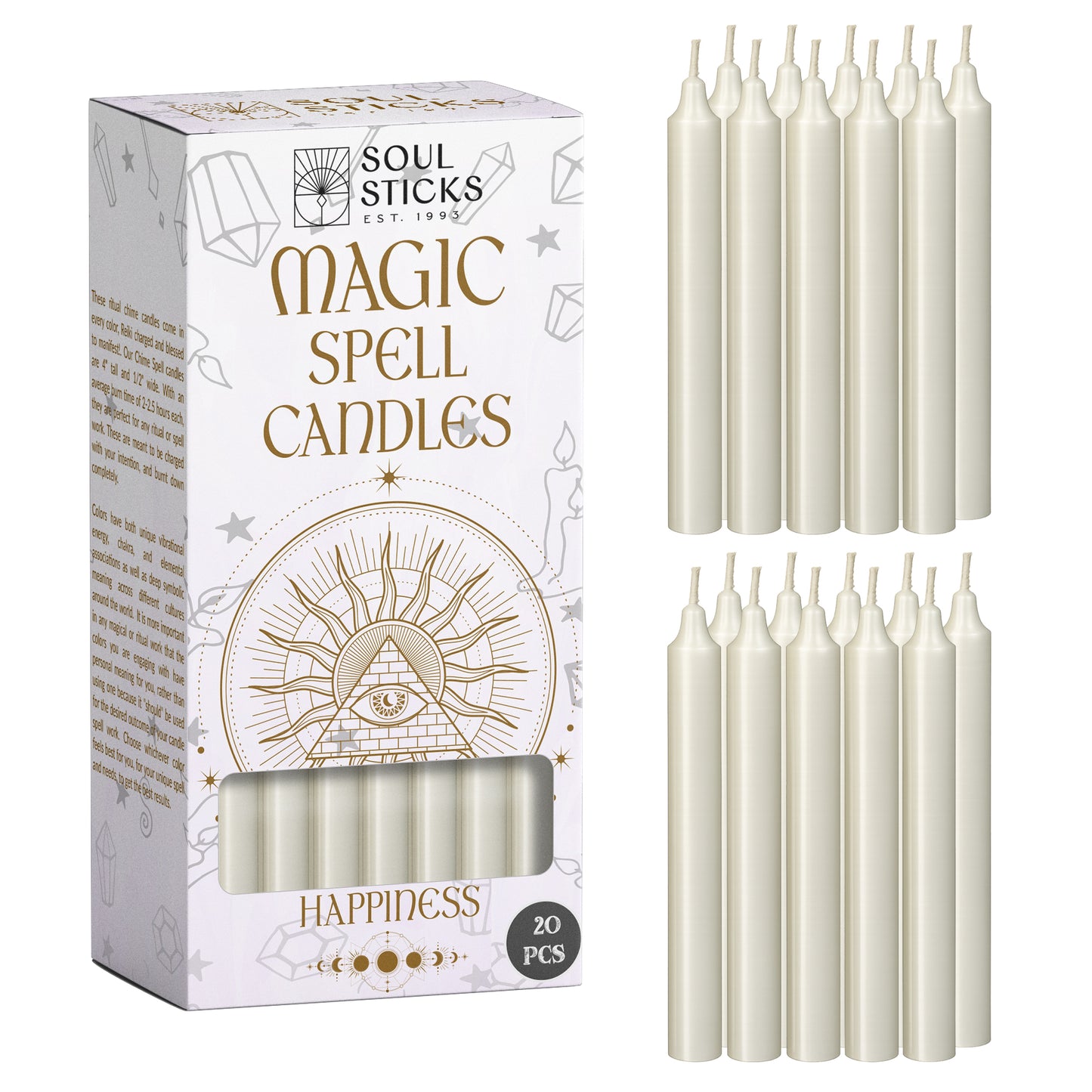 SOUL STICKS 4" Premium Magic Spell Chime Taper Candles Bulk 20 Pack for Rituals, Ceremonies, Meditation, Altar and Spells