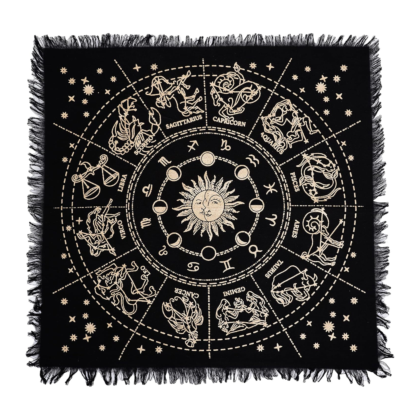 Zodiac Altar Cloth - Gold on a white background