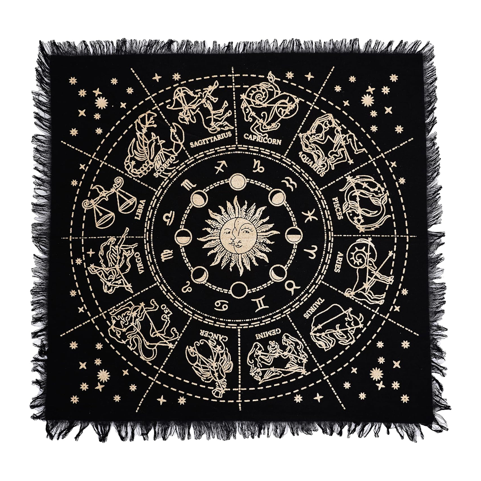 Zodiac Altar Cloth - Gold on a white background
