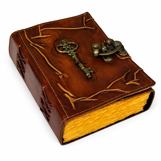 200 Page Leather Embossed Key With Lock Journal (5 x 7 in.)