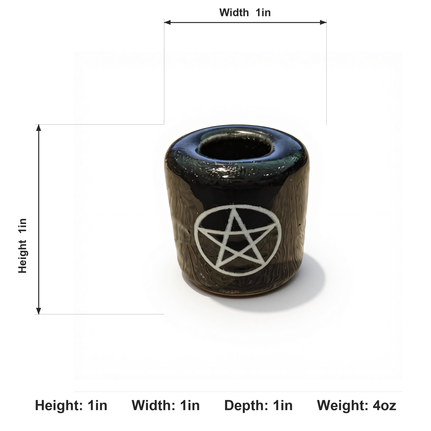Ceramic Candle Holder Black with White Pentacle image 5