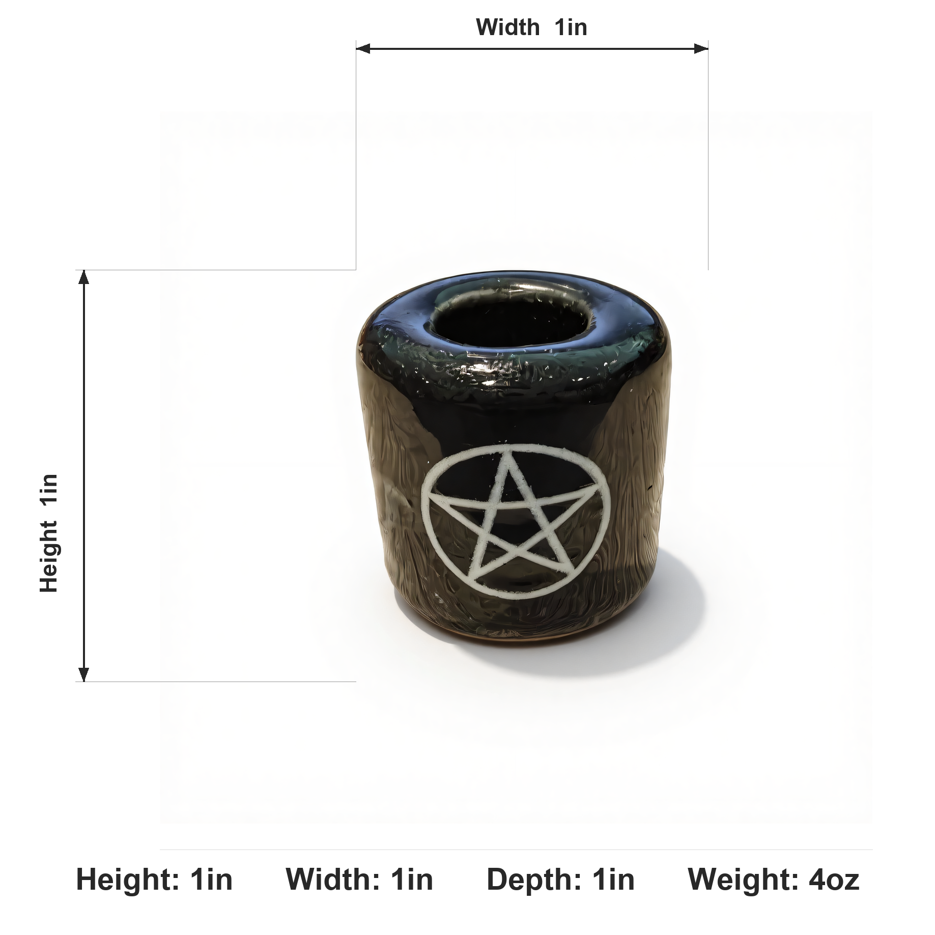 Ceramic Candle Holder Black with White Pentacle image 5
