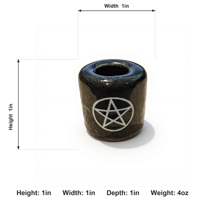 Ceramic Candle Holder Black with White Pentacle image 5