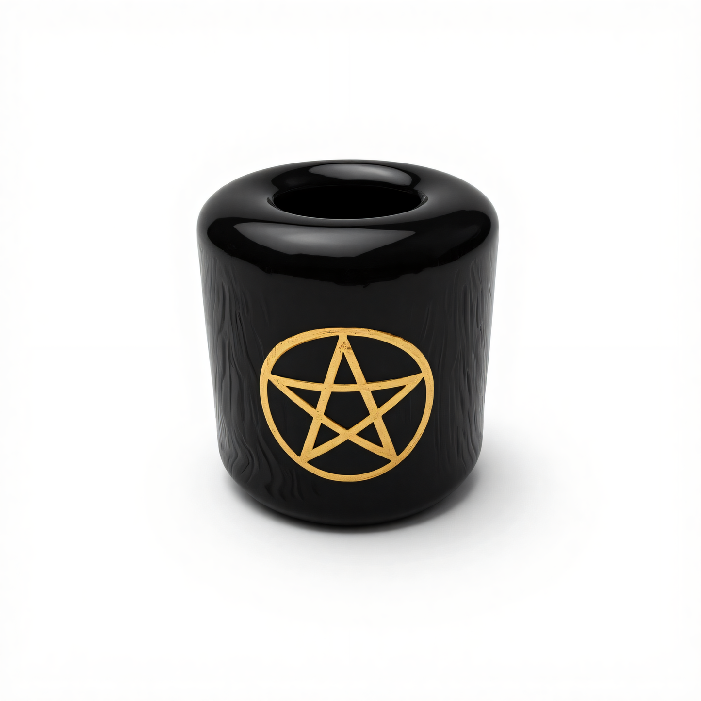 Ceramic Candle Holder Black with Gold Pentacle product photo