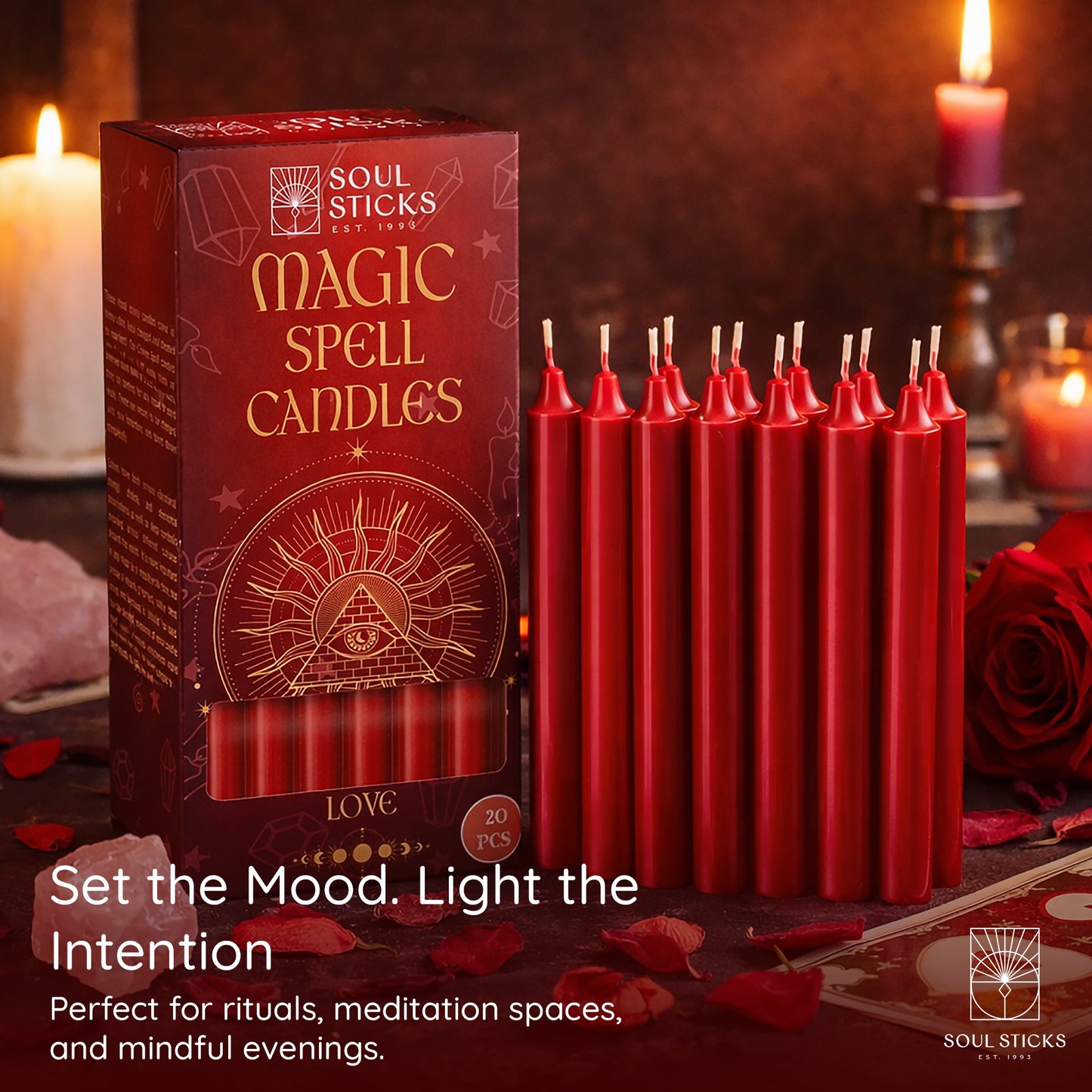SOUL STICKS 4" Premium Magic Spell Chime Taper Candles Bulk 20 Pack for Rituals, Ceremonies, Meditation, Altar and Spells