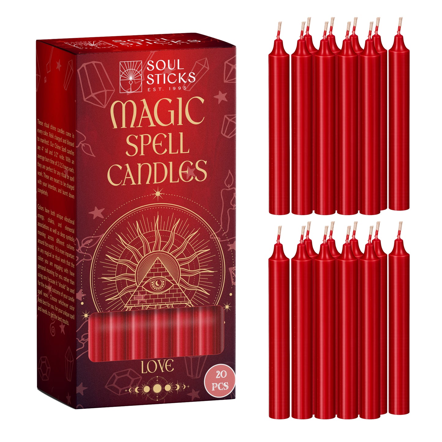 SOUL STICKS 4" Premium Magic Spell Chime Taper Candles Bulk 20 Pack for Rituals, Ceremonies, Meditation, Altar and Spells