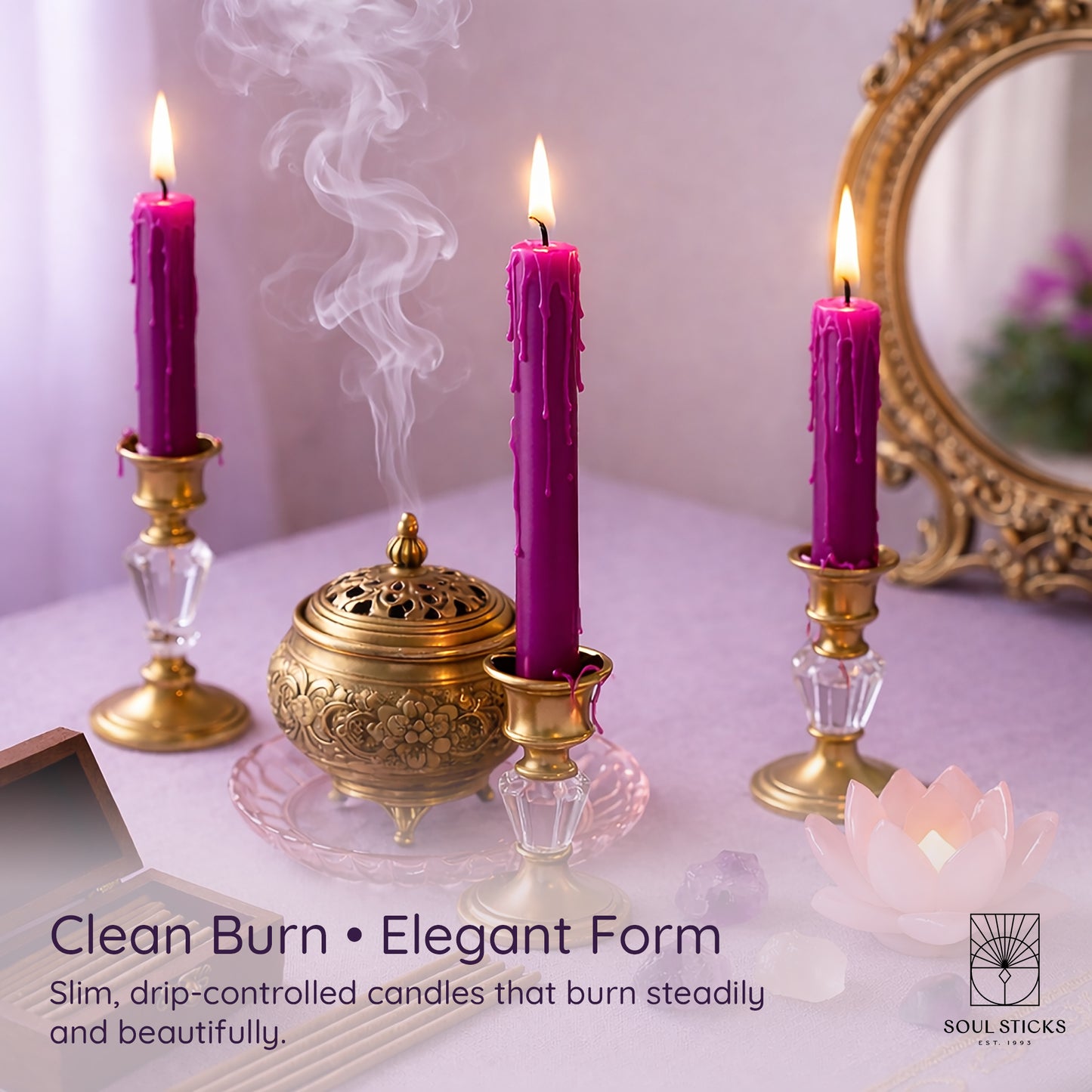 SOUL STICKS 4" Premium Magic Spell Chime Taper Candles Bulk 20 Pack for Rituals, Ceremonies, Meditation, Altar and Spells