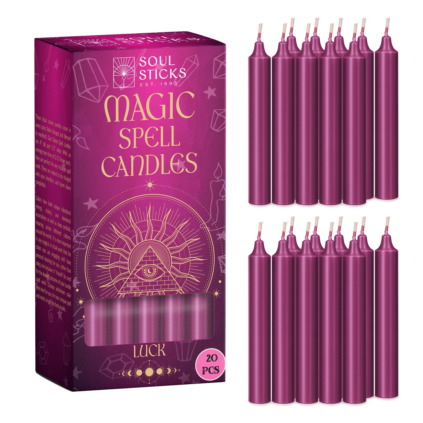 SOUL STICKS 4" Premium Magic Spell Chime Taper Candles Bulk 20 Pack for Rituals, Ceremonies, Meditation, Altar and Spells
