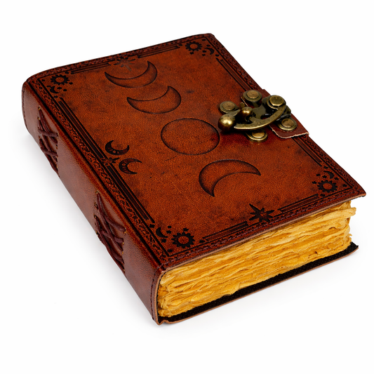 200 Pages Leather Embossed Sun & Moon Journal (5 x 7 in.)