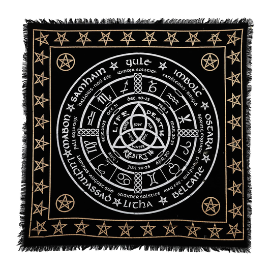 Zodiac Wheel Altar Cloth on a white background