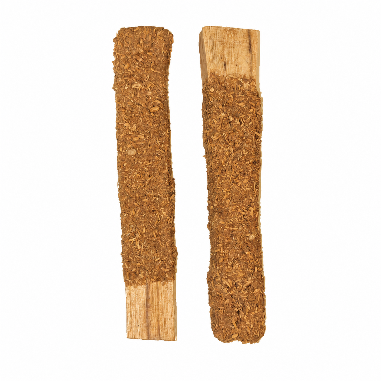 Palo Santo dipped with cinnamon on a white background