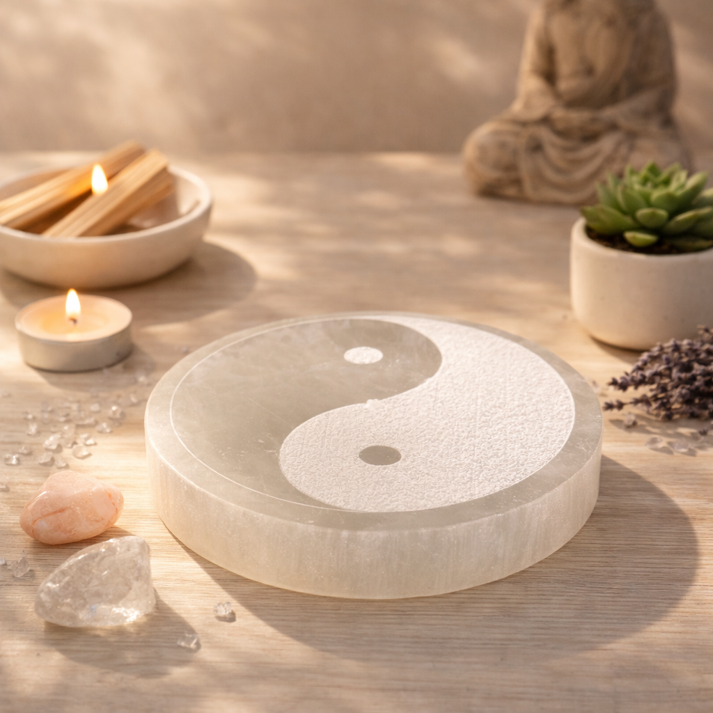 Selenite Yin Yang Incense Burners (3")
