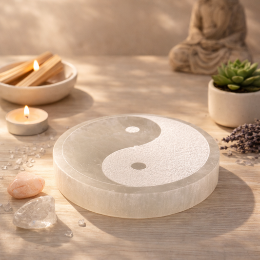 Selenite Yin Yang Incense Burners (3")