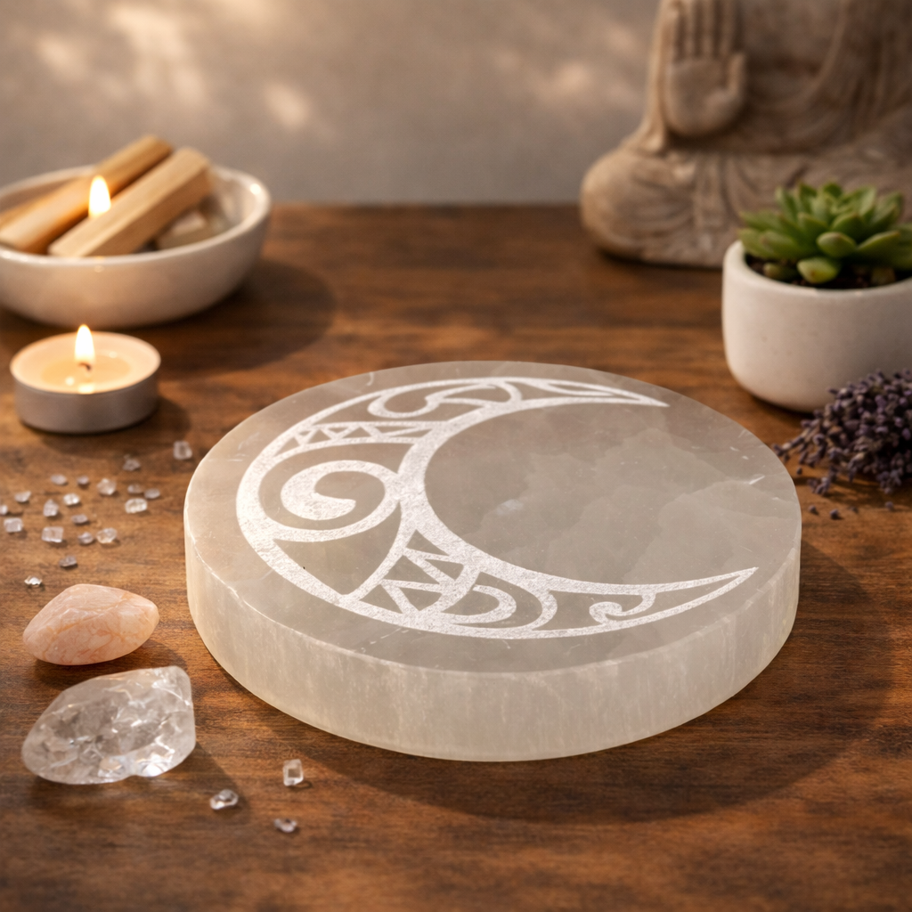 Selenite Moon Incense Burners (3")