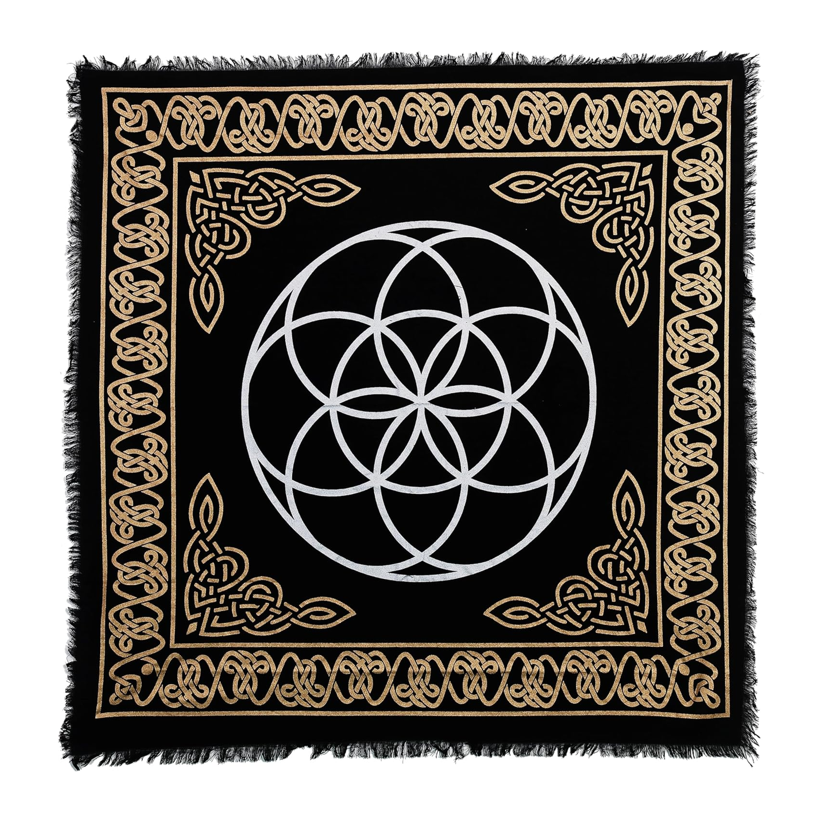 Pentagram Altar Cloth - Gold on a white background