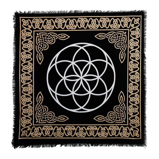 Pentagram Altar Cloth - Gold on a white background