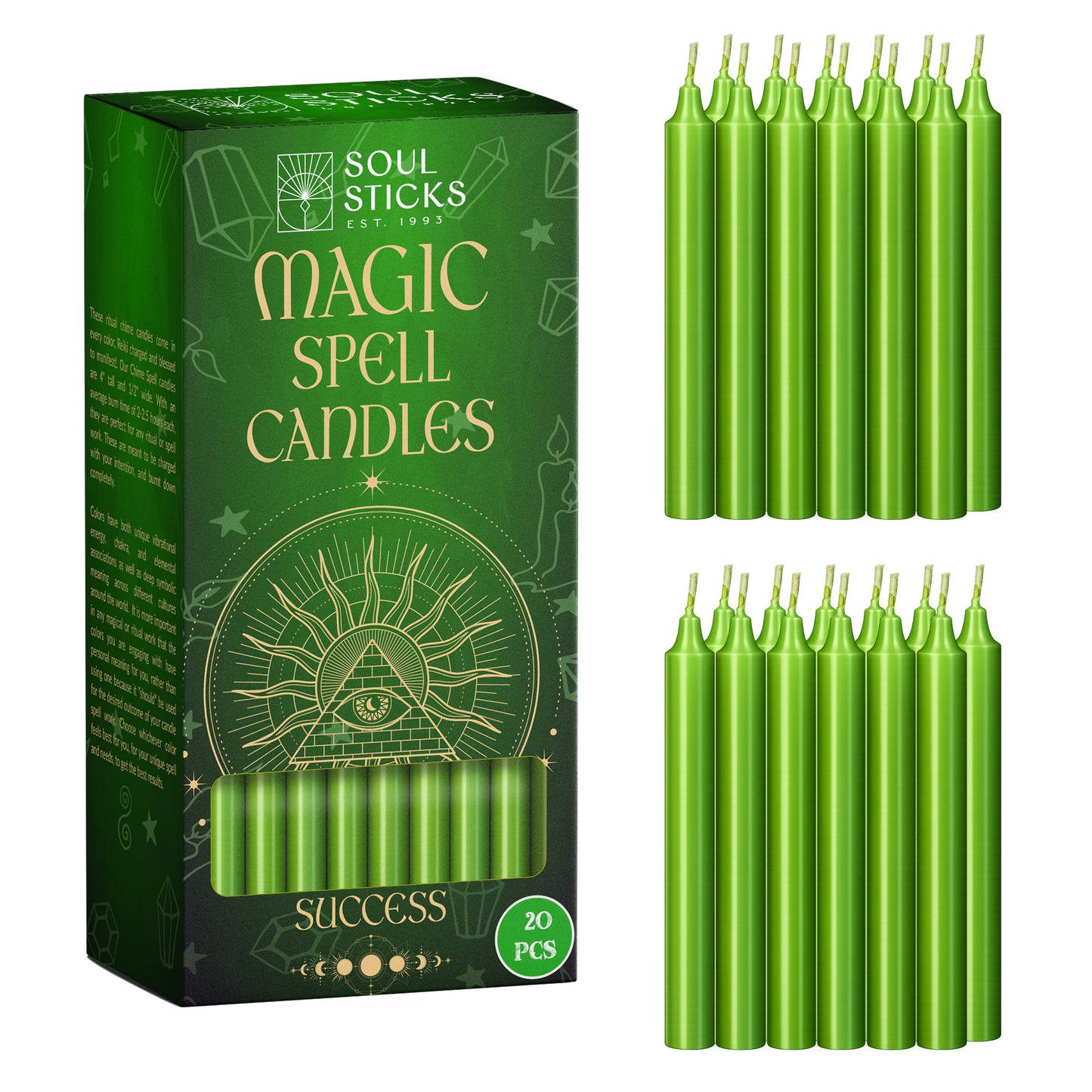SOUL STICKS 4" Premium Magic Spell Chime Taper Candles Bulk 20 Pack for Rituals, Ceremonies, Meditation, Altar and Spells