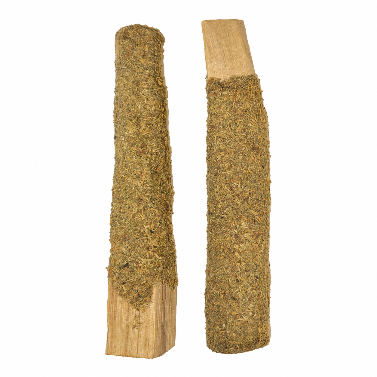 Palo Santo dipped with rue on a white background