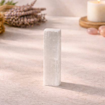 Single selenite wands, 3 pack shown close up