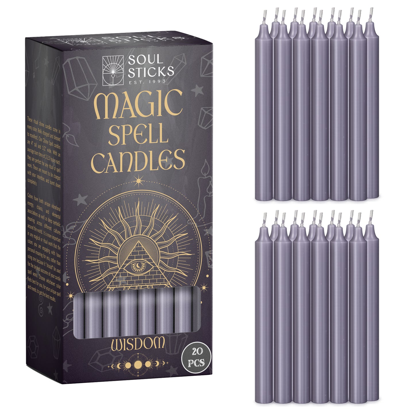 SOUL STICKS 4" Premium Magic Spell Chime Taper Candles Bulk 20 Pack for Rituals, Ceremonies, Meditation, Altar and Spells