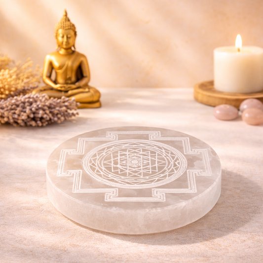 Selenite Yantra Incense Burner shown from another angle