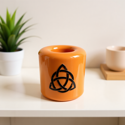 Ceramic Candle Holder Orange image 4