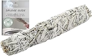 9" White Sage Smudge Stick with Smudge Guide