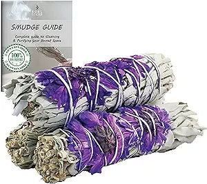 Purple Daze Floral Sage Smudge Sticks with Smudge Guide (3 PK)