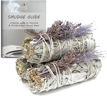 Purple Bouquet Floral Sage Smudge Sticks with Smudge Guide (3 PK)