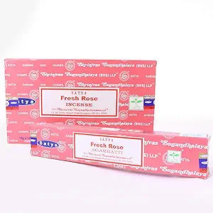 Satya, 15 G Fresh Rose Incense Sticks (12 PK BOX)