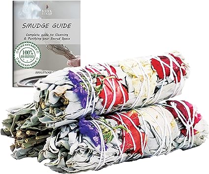 Morning Glory Floral Sage Smudge Sticks with Smudge Guide (3 PK)